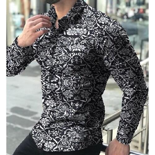 Men Shirt Long Sleeve Top 2021 Floral Male Blouse Casual Shirts Summer Autumn Shirts hawaiian Men Clothes Camisa Masculina