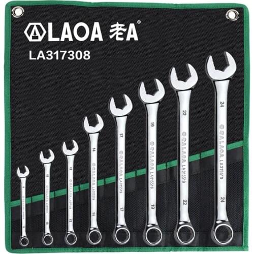 LAOA Combination Wrench Set with Bag Open End Spline End Tools Kit for Auto Repair