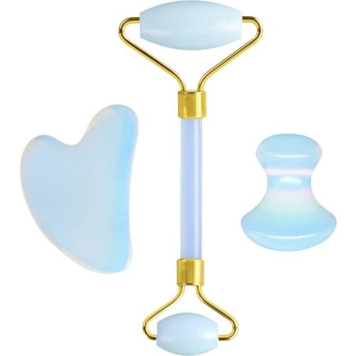 Natural Jade Roller Face Massager Gouache Scraper Facial Massage Roller Gua Sha Massage Tool Face Scraper Guasha Board Gifts