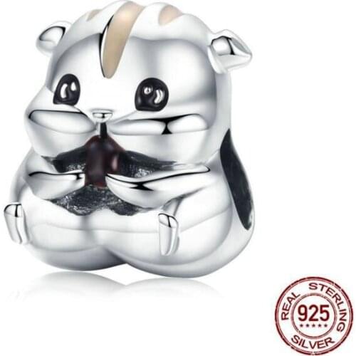 New Arrival Animal Collection 925 Sterling Silver Lovely Hamster Beads fit Charms Bracelets & Bangles DIY Jewelry Making