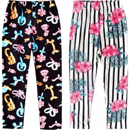 New Design Girls Leggings Kids Girls Clothes Flower Printing Elastic Trousers Children Leggings Girl Skinny Pants Wear 2-8 Years