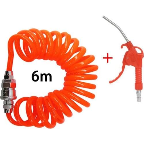 1PC 6M PU Polyurethane Hose Tube Air Compressor Pneumatic Hose for Air Compressor Tool PP20 + SP20 Type Household Tools