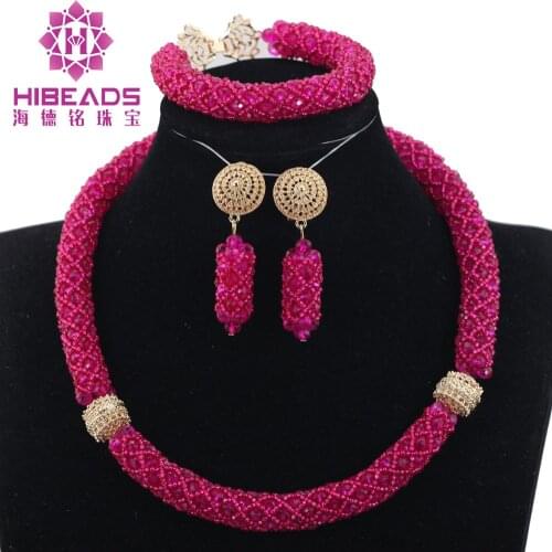 Simple African Beads Jewelry Sets Wedding Dubai Bridal Jewelry Set Chunky Statement Necklace Set QW1145