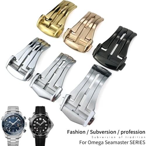 16/18mm 20mm Deployment Watch Buckle for Omega Leather Strap Rubber Band Black Silver Gold Steel Folding Clasp Accessories Tools