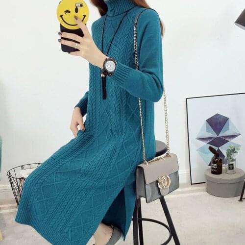 Turtleneck Pullover Winter Clothes Women Sweater 2019 Korean Knitted Long Dress Sweaters Jumper Female Cold Blouse LW1137