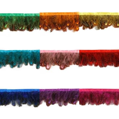 6cm Width Natural Feather Lace Ribbon Dyed Pheasant Feather Side Ribbon Trim Natural DIY Dress Party Dress Decoration Feather