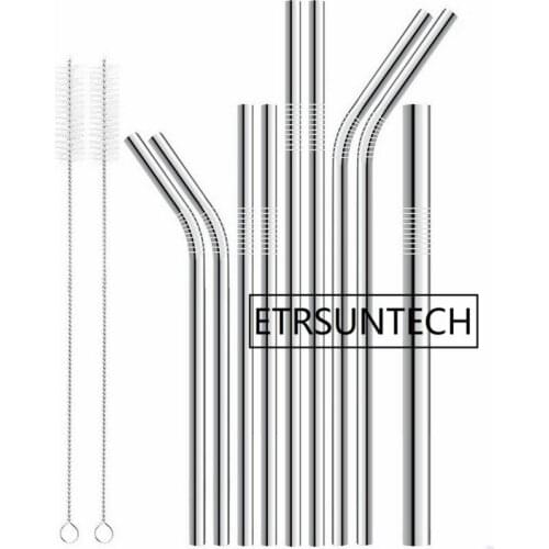 6mm 8mm 9mm 10mm 12mm Reusable Stainless Steel Straws Metal Cocktail Drinking Straw brush for 20oz 30oz Tumbler Party Bar Tool