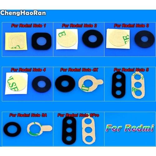 ChengHaoRan Camera Glass For Xiaomi Redmi Note 1 2 3 4 4X 5 5A 6 Pro Rear Back Camera Lens Glass + Sticker Replacement