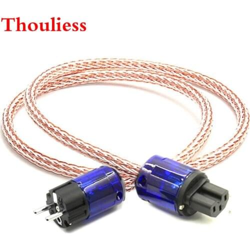 Thouliess High Quality 7NOCC Hifi 24TC Audiophile European AC Power Cord Cable Hi-End Schuko US EU Rhodium plated Power Plug