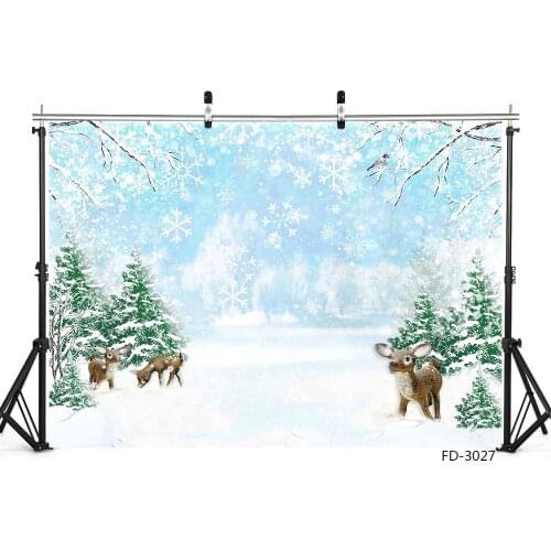 Christmas Winter Snow Deer Vinyl Photography Background Decor Children Newborn Baby Kids Party Portrait Photo Studio Props
