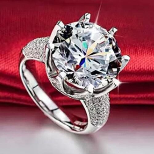 YaYI Jewelry Fashion Princess Cut 9 CT 12*12 White Cubic Zirconia Inlaid With 160 Small Stones Silver Color Wedding Party Rings