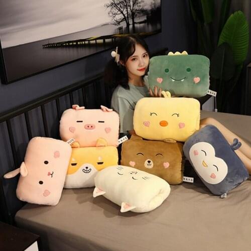Winter Warm Animals Plush Hand Warmer Pillow Unicorn Dinosaur Penguin Rabbit Plush Toys Soft Hand Pillow Christmas Gift