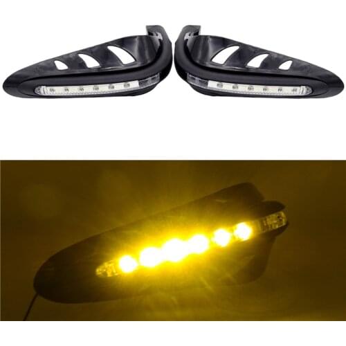 1 Pair Universal Motorcycle Handguards With 12V Yellow LED Light Motocross Handlebar Protector Dirt Bike Hand Guards Accessories