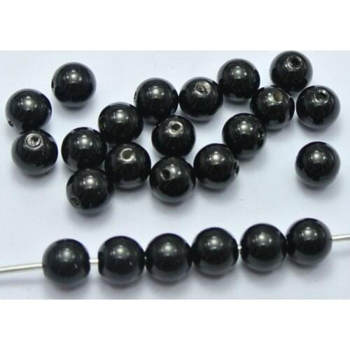 100 Pcs 10mm Plastic Faux Pearl Round Beads Black Imitation Pearl