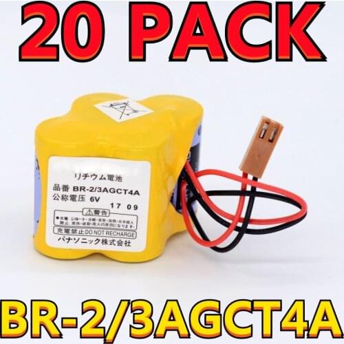 20 PACK Original NEW BR-2/3AGCT4A 6V 4400mAh PLC Battery With FANAC Brown Belt Hook Plug