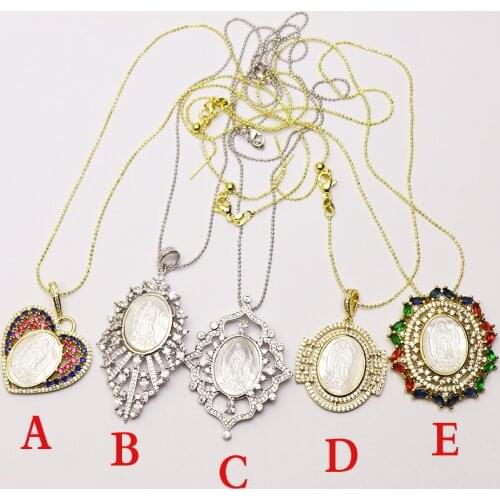 5 strands Shell religion pendants necklace shell virgin zircon necklace fashion jewelry necklace for women 50203
