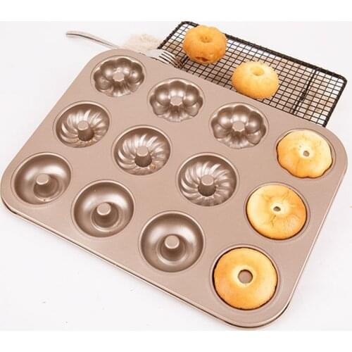 6/9/12 Cavity Mini Donuts Cake Mold Chocolate Biscuit Carbon Steel Cake Cupcake Doughnut Mould Home Baking Dessert Kitchen Tools
