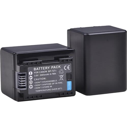AsperX 2PC BP-727 BP727 BP 727 Battery for Canon VIXIA HF M50 M500 M56 M52 M60 R30 R300 R308 R506 DSLR Camera