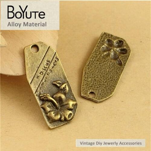 BoYuTe (60 Pieces/Lot) 30*14MM Vintage Zinc Alloy Materials Flower Plated Pendant Diy Charms for Jewelry Findings Accessories