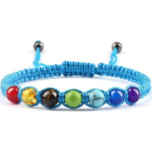 7 Chakra Reiki Healing Beaded Bracelet Natural Stone Balance Prayer Handmade Braided Bracelets for Women Men Adjustable Jewelry