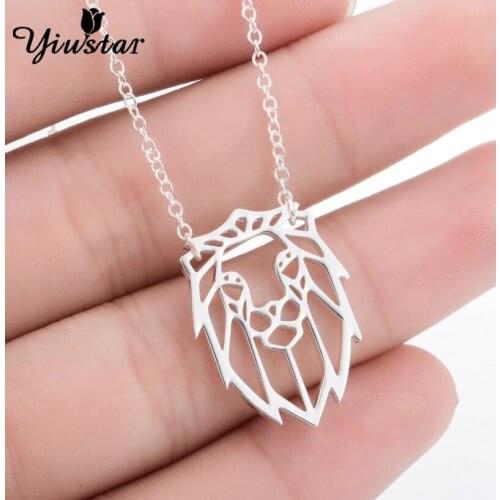 Trendy Christmas Stainless Steel Lion Pendant Necklaces for Women Halloween Gifts Chains Necklace Hollow Lattice Men Jewelry