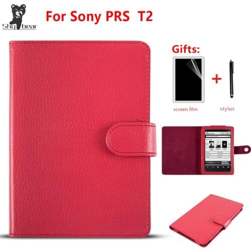 PU Leather Cover Case for Sony Prs T2 funda cover for sony t2 case magnetic case for Sony prs-t2 ebook+ Film + Stylus Pen