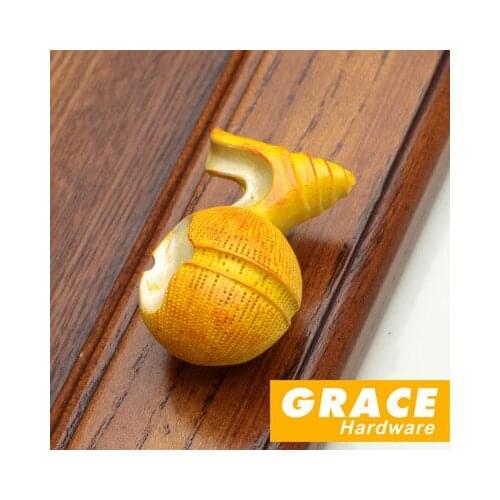 Digital Cartoon Shell Resin Handles Knobs European Home Pastoral Kids Room Door Shoe Drawer Art(L:50mm)