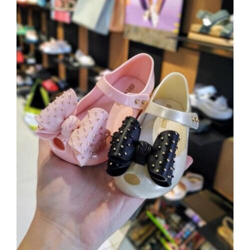 2021 New Mini Melissa Big Bow Jelly Shoes Girls Fashion Sister Summer Sandals Kids High Quality Princess Beach Sandals HMI045