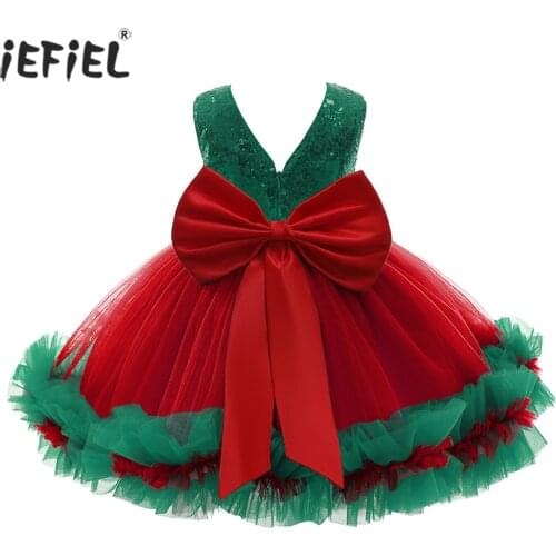 Kids Girls Dress Christmas Costume Girls Shiny Sequins Princess Dress Mesh Tutu Dresses For Birthday Party Baby Girl Dresses