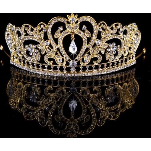 Hot Selling Bridal Headpiece Hair Jewelry European Baroque Crown Alloy Crystal Wedding Hair Accessories Bride Tiara Headband