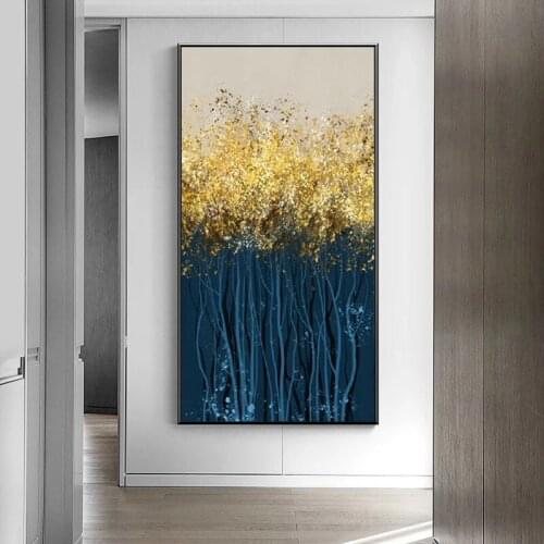 Canvas Painting Nordic Golden Rich Tree Abstract Posters and Prints Wall Pictures for Living Room Gallery Home Decor Cuadros