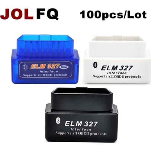 JOLFQ 100pcs/lot super mini elm327 bluetooth OBD2 Scanner for Android Torque OBDII Car Diagnostic ELM 327 V2.1 Scan