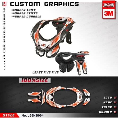 KUNGFU GRAPHICS Neck Brace Stickers Motocross Decals Vinyl Adhesive for Leatt 5.5 Five.Five White Orange (Style no. L55NB004)