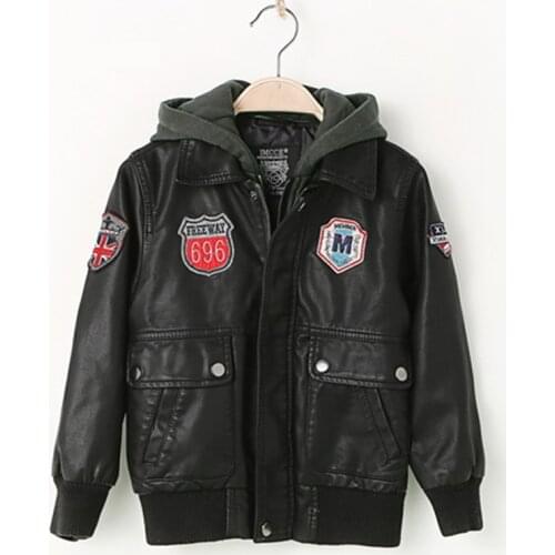 Autumn Thick Leather Jacket for Boys, Kids Leather Jacket,Advanced PU Imitation Leather Coat,Trim Fit Style Clothing (3-12Yrs)