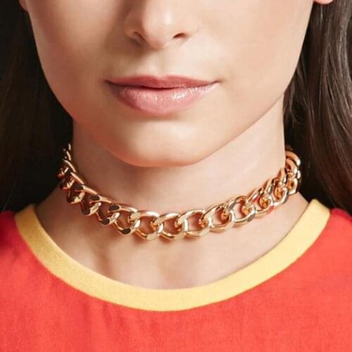 Punk Exaggerated Heavy Metal Thick Chain Choker Necklace for Women Vintage Geometric Round Circle Chocker Collar Jewelry YN545