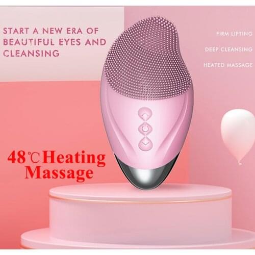 Mini Electric Ultrasonic Facial Cleansing Brush Silicone Face Cleaner Deep Pore Cleaning Skin Cleaning USB Heated Massager Brush