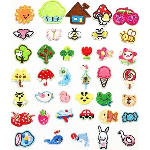 Mini cute plant car plane animal Patches Embroidered Sewing Applique Sew On Fabric Badge DIY Apparel Accessories for clothing