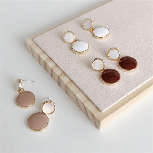 Fashion Womens Earrings Round Simple Charm Hollow Geometric Pendant Drop Earrings Pendientes Mujer Moda Romantic Ear Jewelry
