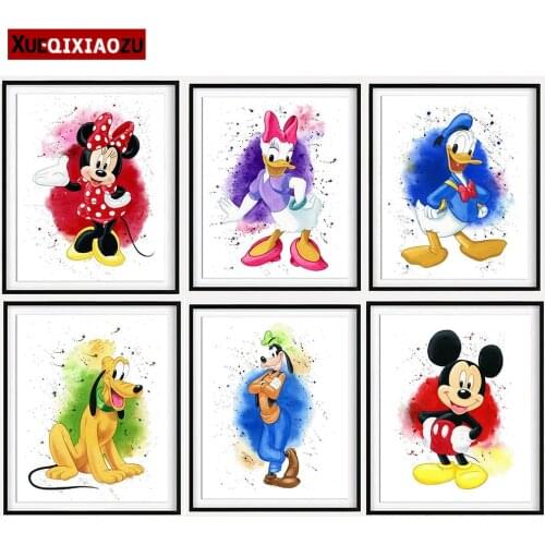 Diy Full Square/Round Cartoon Disney Mickey Mouse Mosaic Picture Mickey and Minnie Poster Diamond Painting Childrens Room Decor