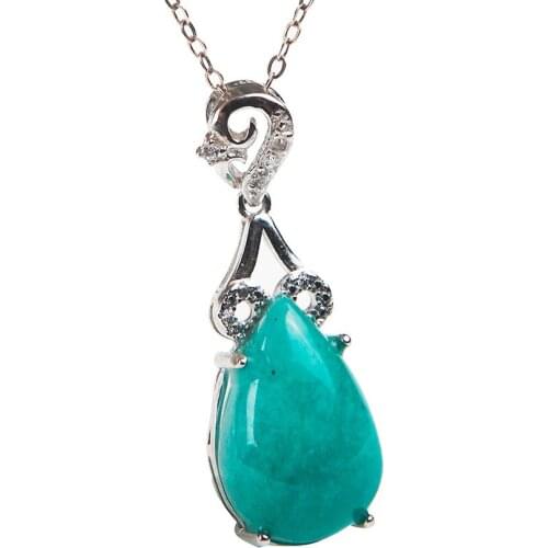 Genuine Green Natural Amazonite Pendant Fashion Jewelry Women Lady Necklaces Charms Crystal Water Drop Pendant