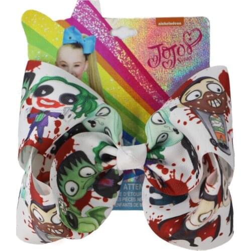 NEW 8inch Halloween Bows Large Bows with Alligator Clips Print Grosgrain ribbon hair bow For Girls kids Hair accessories