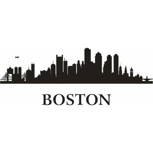 BOSTON City Decal Landmark Skyline Wall Stickers Sketch Decals Poster Parede Home Decor Sticker
