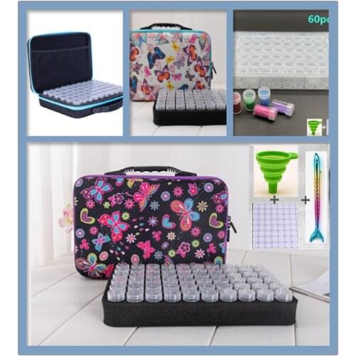 Brand new hot sale diamond painting 60 bottles storage bag complete, tool box, suitcase, zipper lock bag, mosaic accessories