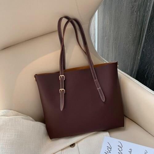 Women Composite Bag Big Tote Sac Bols Women Bag Solid Womens Pu Leather Handbags Luxury Lady Hand Bags Purse Pocket