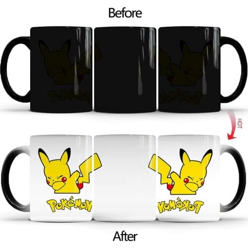 1Pcs 350ml New Cartoon Pokemon Magic Morning Milk Coffee Cerative Ceramic Cup Color Changing Mug Best Gift for Children Friends