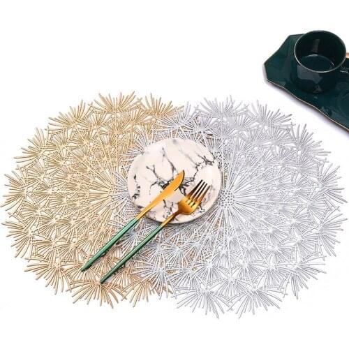 1pcs 38cm Hollow Dandelion Flower Placemat PVC Table Mats Heat Insulation Steak Plate Pad Drink Cup Coaster Kitchen Accessories