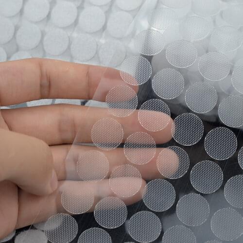 10/15mm Round Transparent Adhesive Velcros Polyester Self-adhesive Male and Female Buckle for Household Fixing 100/500/1000pcs