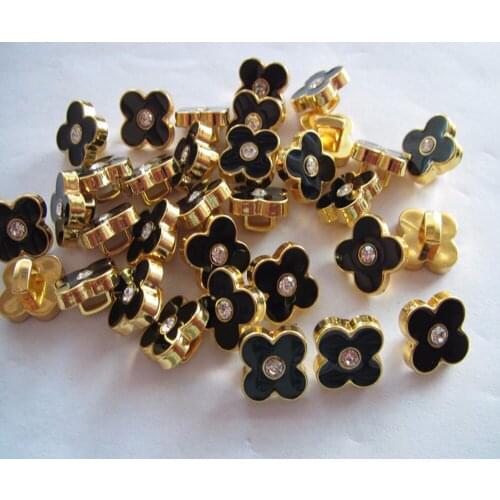 12.7mm flower plastic button drop of Oil with rhinestones women shirt button button gold plastic shank whosale price 50pcs