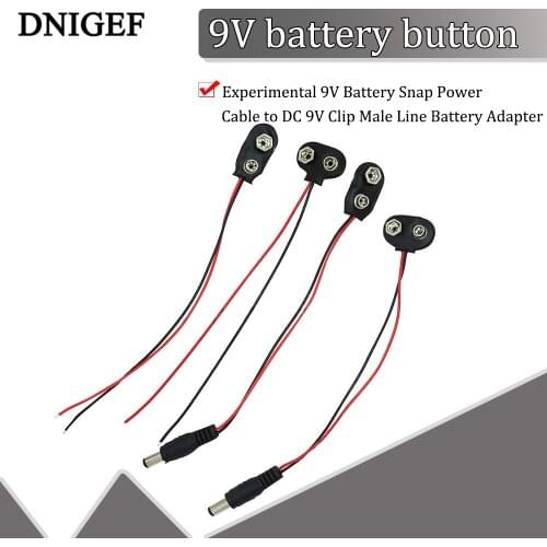 5PCS Experimental 9V Battery Snap Power Cable to DC 9V Clip Male Line Battery Adapter For Arduino Uno R3 DIY Connector T Type