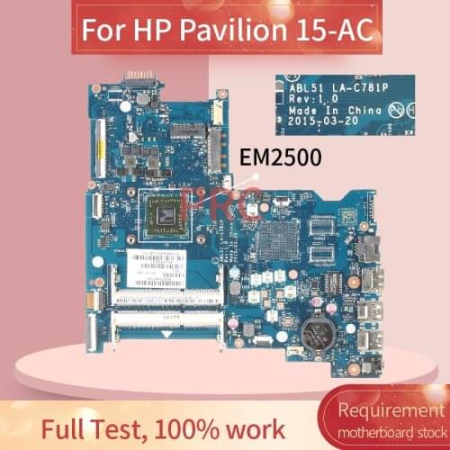 818059-601 813966-501 For HP Pavilion 15-AC EM2500 Notebook motherboard LA-C781P DDR3 Mainboard